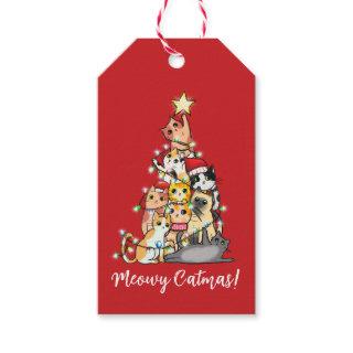 Fun Meowy Catmas Cats Christmas Tree Custom Gift Tags
