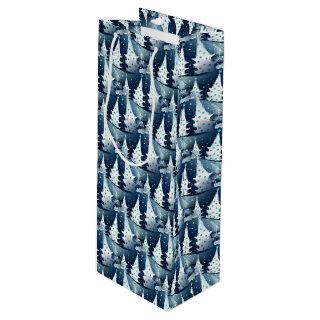 Fun Modern Scandinavian Abstract Pine Tree Pattern Wine Gift Bag