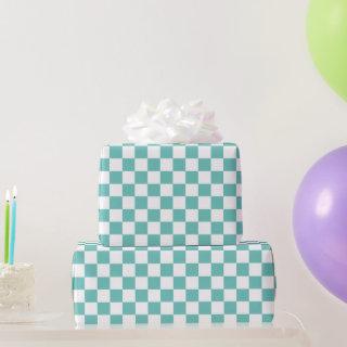 Fun Modern Trendy Checkered Aqua + White