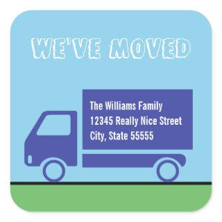 Fun Moving Truck Moving Announcement Template Square Sticker