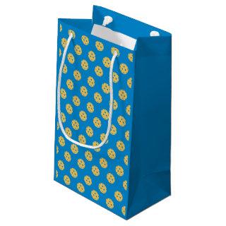 Fun Orange Blue Pickleball Pattern Sports Small Gift Bag