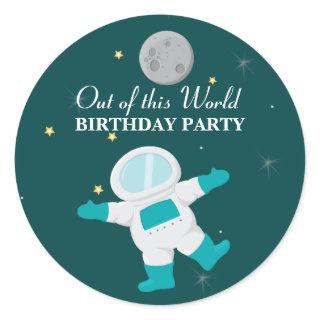 Fun outer space astronaut birthday party stickers