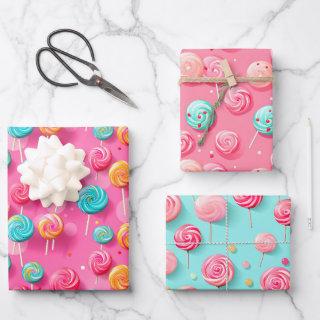 Fun Pink and Blue Lollipops Candy Lane   Sheets