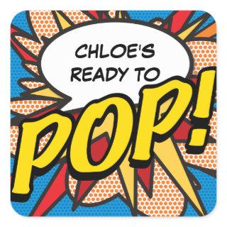 Fun Ready to POP! Comic Book Baby Shower Sprinkle Square Sticker