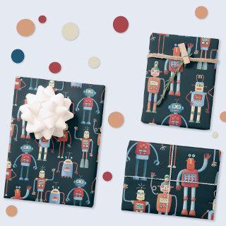 Fun Retro Robot Cute Dark  Sheets