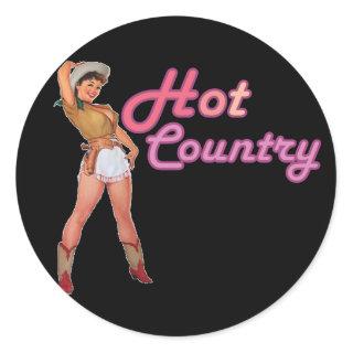 Fun Retro Vintage PinUp Cowgirl Hot Country Classic Round Sticker