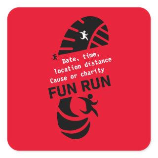 Fun Run Event Cause Charity Promotion T-Shirt Coff Square Sticker