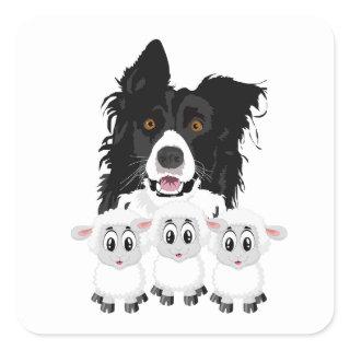 Fun Sheep Herding Dog Square Sticker