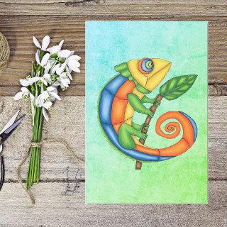 Fun Smiling Lizard Bright Colours Leaf Blue Green Tissue Paper