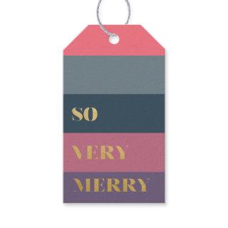 Fun So Very Merry Colorful Stripes Christmas Gift Tags