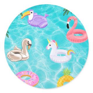Fun Summer Pool Party Classic Round Sticker