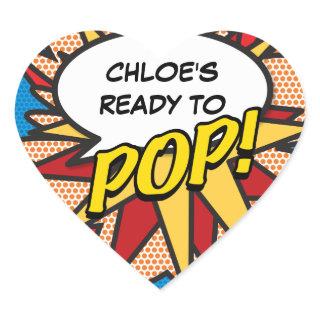 Fun Superhero Ready to POP! Baby Shower Sprinkle Heart Sticker