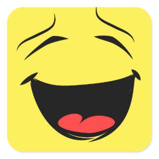 Fun Trendy Yellow Emoticon Happy Face Emoji Square Sticker
