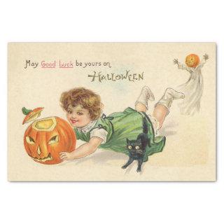 Fun Vintage Jack O' Lantern Halloween Good Luck Tissue Paper
