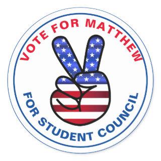 Fun Vote for Class President: rising star Classic Round Sticker