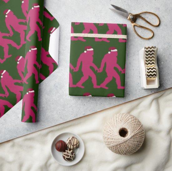 Fun & Whimsical Bigfoot Santa in Green & Hot Pink
