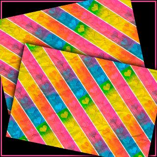 [Fun with Stripes] Pattern #6c Hearts Decoupage Tissue Paper