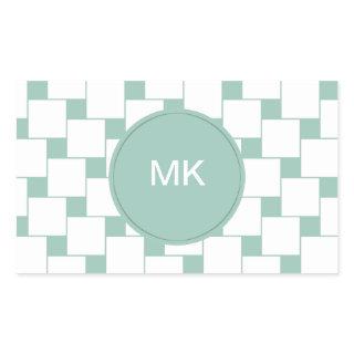 Fun Woven Squares Mint Green Rectangular Sticker