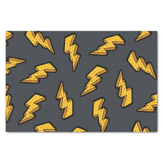 Fun Yellow Grey Lightning Bolt Pattern Tissue Paper