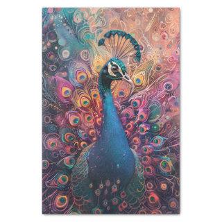 Funky Peacock Colorful Feathers Decoupage Tissue Paper