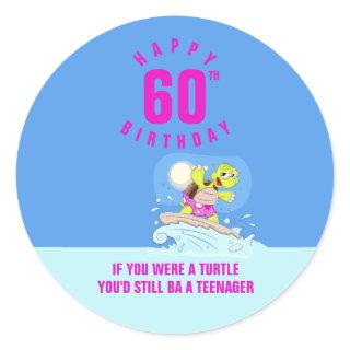 Funny 60th birthday quote classic round sticker