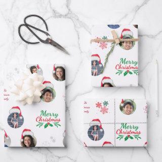 Funny Add Family Member 4 Photos Collage Santa Hat  Sheets