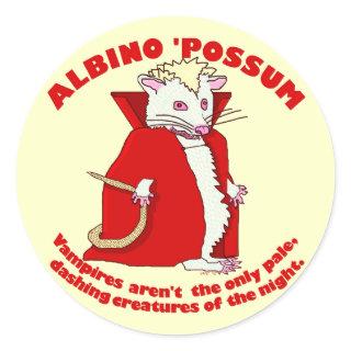 Funny Albino Possum Vampire Animal Humor Classic Round Sticker