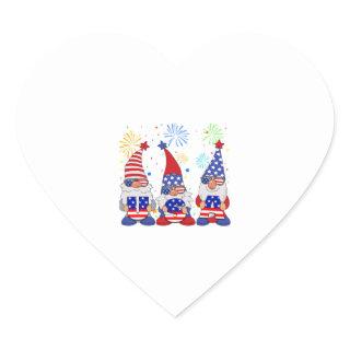 Funny American Gnomes Sunglasses Patriotic USA th  Heart Sticker