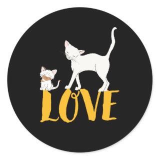 Funny and Cute Cat Love Kitty and Kitten Lover Classic Round Sticker