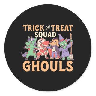 Funny and Cute Halloween Trick or Treat Squad Classic Round Sticker