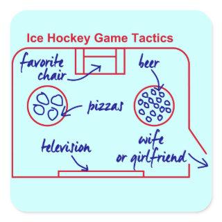 Funny and original ice hockey game tactics, square sticker