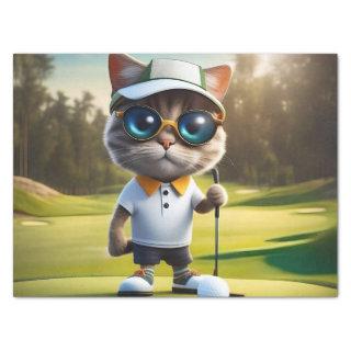 Funny Animated Cat Golf Player, Tissue Paper