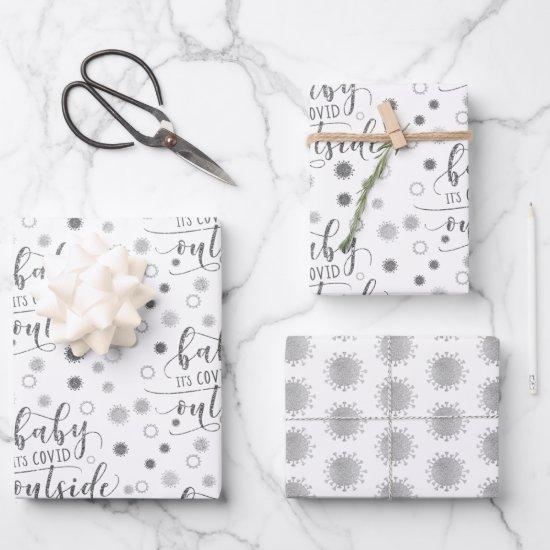 Funny BABY ITS COVID OUTSIDE Silver Glitter  Sheets