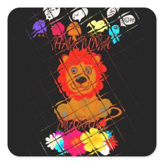 Funny Baby Lion King: Hakuna Matata Art Design Square Sticker