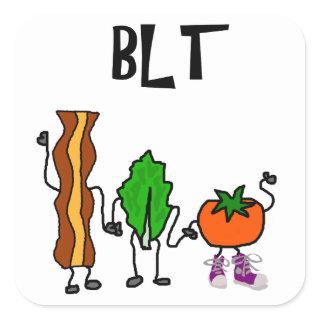Funny Bacon, Lettuce, and Tomato Cartoon Square Sticker