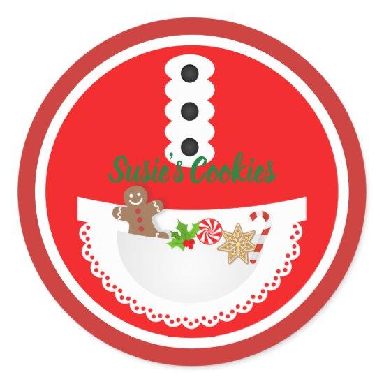 Funny Baker Apron Christmas Cookie Exchange Party Classic Round Sticker
