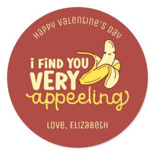 Funny Banana Pun Cute Valentine's Day Red Classic Round Sticker