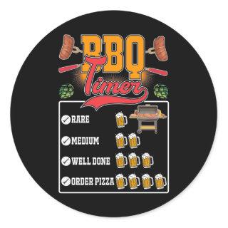 Funny BBQ Griller Meat Lover Barbecue Grilling Classic Round Sticker