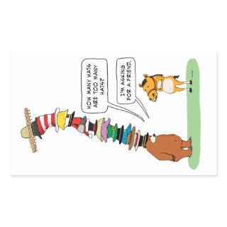 Funny Bear Wearing Many Hats Rectangular Sticker