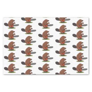 Funny beaver with chainsaw cartoon humor tissue paper