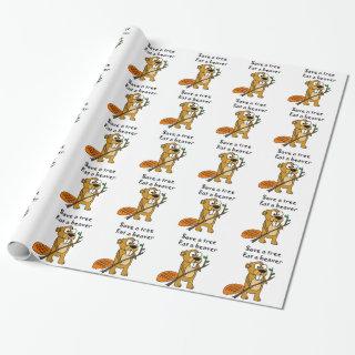 Funny Beaver with Tree Cartoon