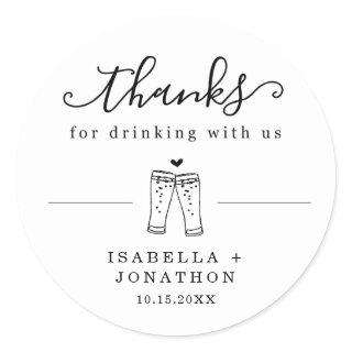 Funny Beer Wedding Thank You / Thanks Sticker