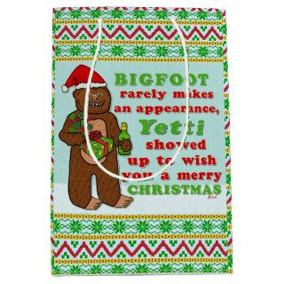 Funny Bigfoot Merry Christmas Sasquatch Pun Medium Gift Bag
