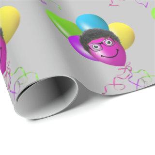Funny Birthday Balloon Face on Gray