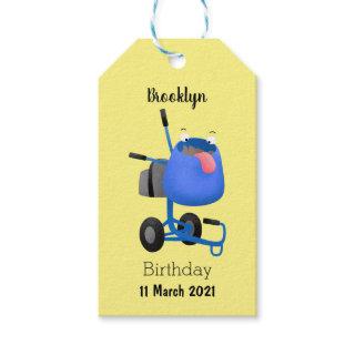 Funny blue cement mixer cartoon illustration gift tags