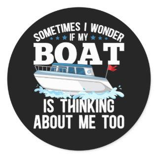 Funny Boating Captain Sailing Humor Classic Round Sticker