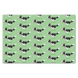 Funny Border Collie dog running cartoon Tissue Paper