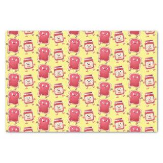 Funny bread and jam cartoon characters tissue paper