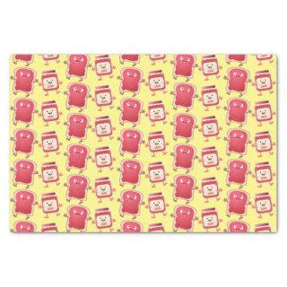 Funny bread and jam cartoon characters tissue paper