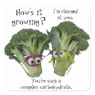 Funny Broccoli Talk Square Sticker